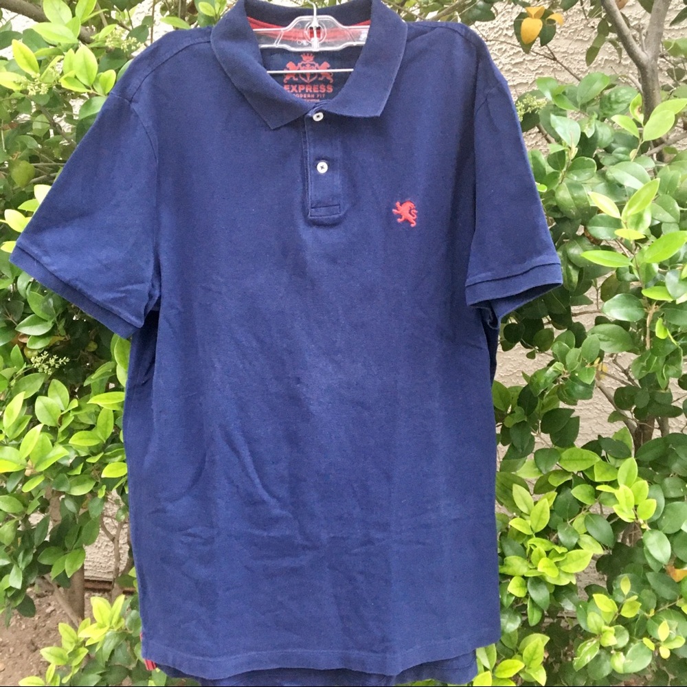Express Men Modern Fit Navy Blue Cotton Polo